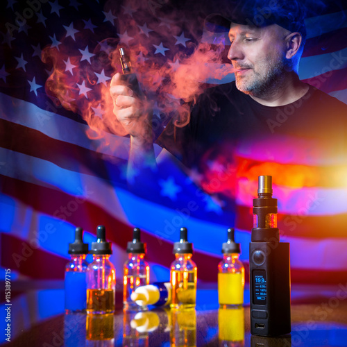 Man vaper. Electronic cigar...