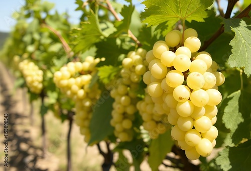 Wallpaper Mural Ripe Yellow Grapes on Vine Vineyard Sunlight Harvest Wine Torontodigital.ca