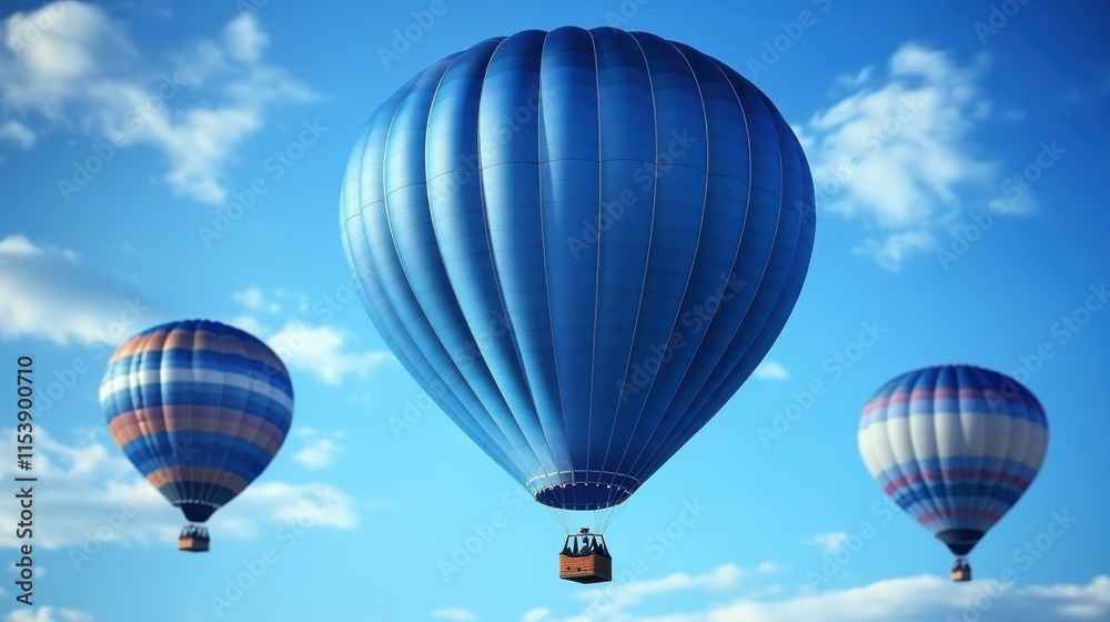 Naklejka premium Colorful hot air balloons Colorful balloons soaring above landscape