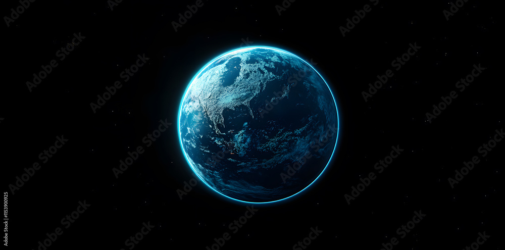Obraz premium Planet Earth in Space with Glowing Atmosphere on Black Background – Global Environment and Space Exploration Concept