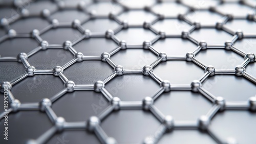 Obraz na płótnie Graphene structure. Close-up of a 3D rendered graphene hexagonal lattice structure. w salonie