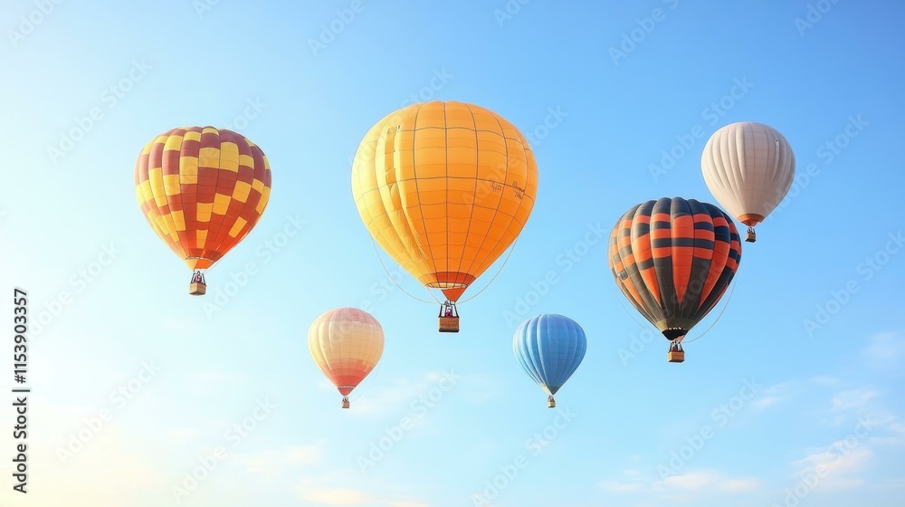 Obraz premium heic Esg fintech Kubernetes backup Martech saas Mlops Networking as a service Telegram channel Helium 10 Tunetank Wayflyer Colorful hot air balloons floating in clear blue sky, summer vacation advent