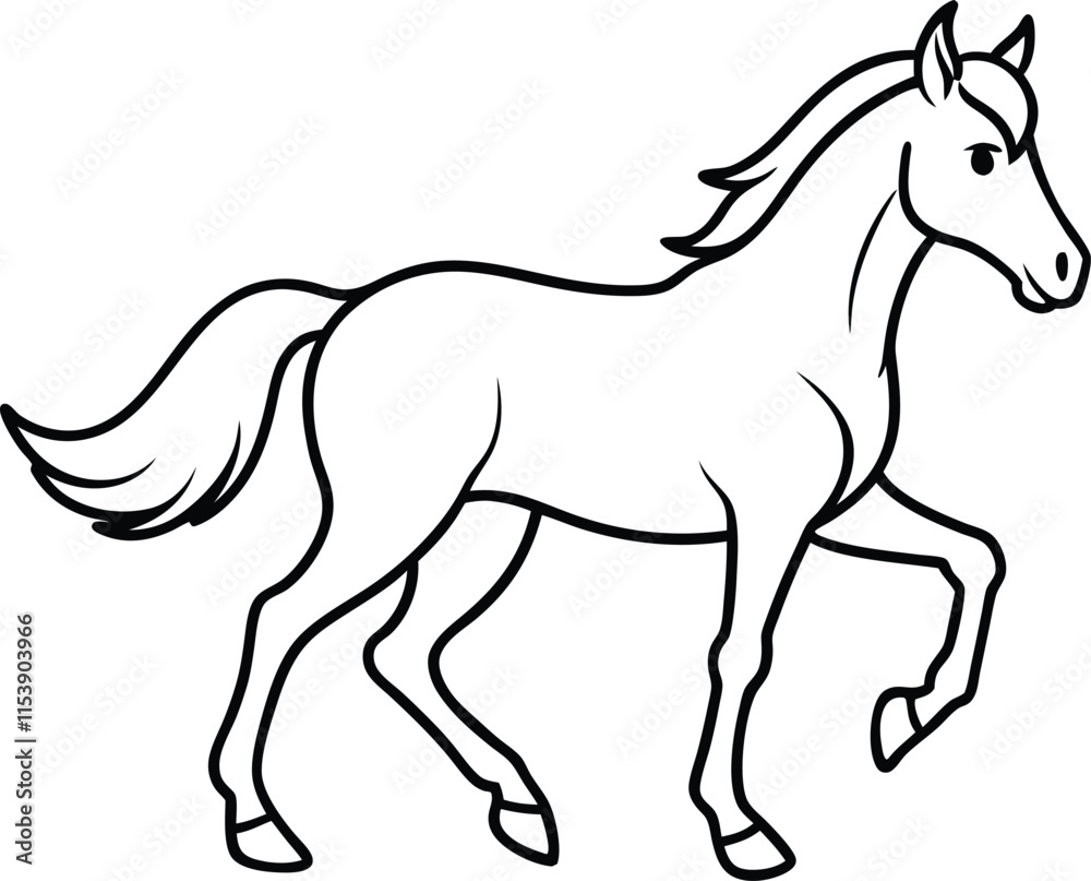Running Horse Line Drawing Vector Illustration Running Horse Line Drawing Vector Illustration