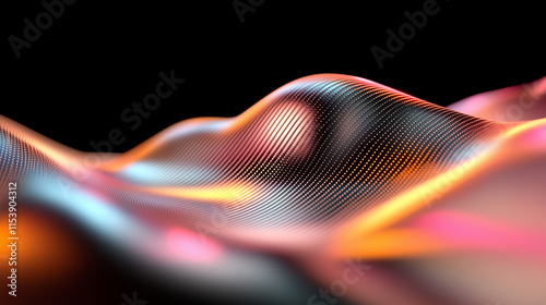 Black-to-ruby-to-golden gradient ombre with glowing neon effects, glittering highlights, and subtle mesh textures for a warm, sophisticated abstract look