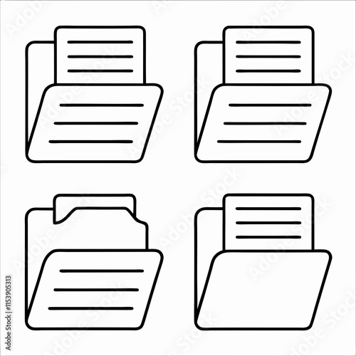 Folder and Document Icon Vector Bundle.