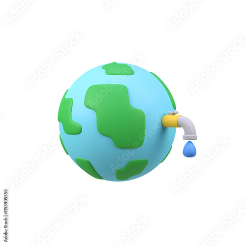 Fototapeta Naklejka Na Ścianę i Meble -  Save Water World isolated 3d render icon illustration