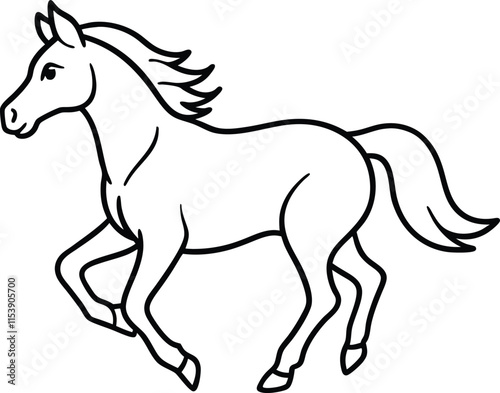  Running Horse Line Drawing Vector Illustration