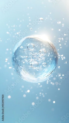 Innovative skincare molecules transforming beauty underwater environment high-tech visual concept