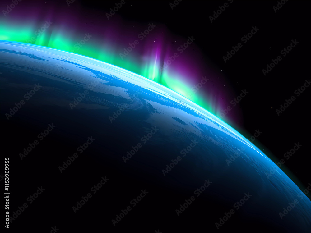Fototapeta premium Erde mit Sonne aus dem Weltall