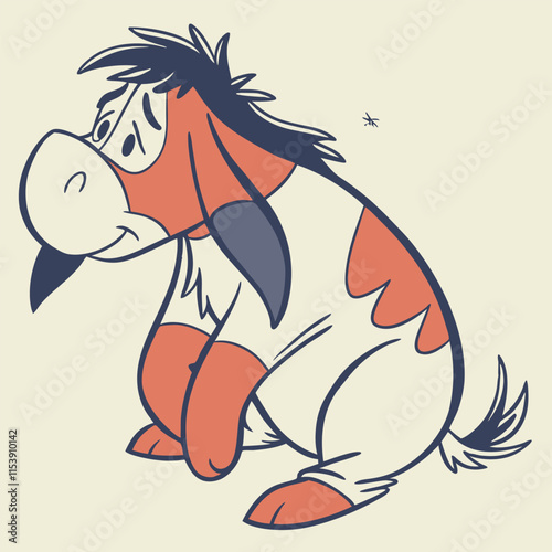 Cute and Creative Watercolor Vector Eeyore Cartoon Art Isolated for Artistic Use