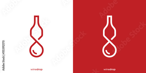 Simple Wine Drop Logo. Wine Bottle and Drop Water Liquid Icon Graphic. Wine Logo Design Template.