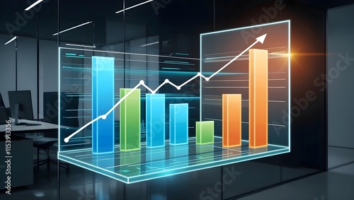 A futuristic holographic sales chart