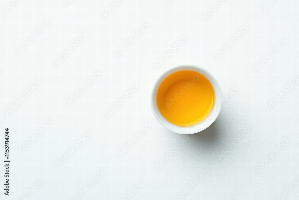 Top View of a Cup of Golden Yellow Tea on White Background Top View of a Cup of Golden Yellow Tea on White Background