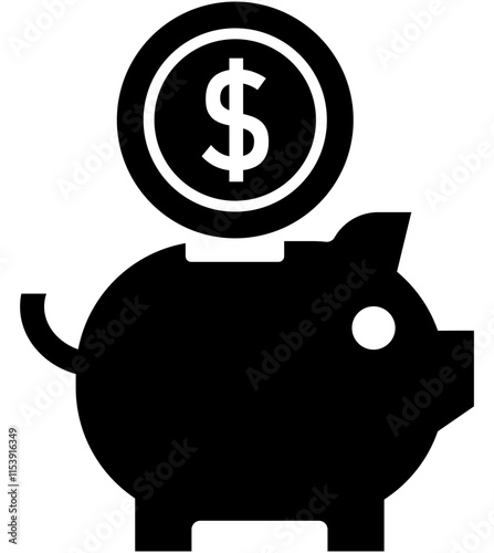 Emergency funds, penny bank, piggy bank icon