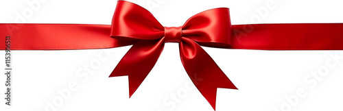  red ribon and bow on a transparent white background.