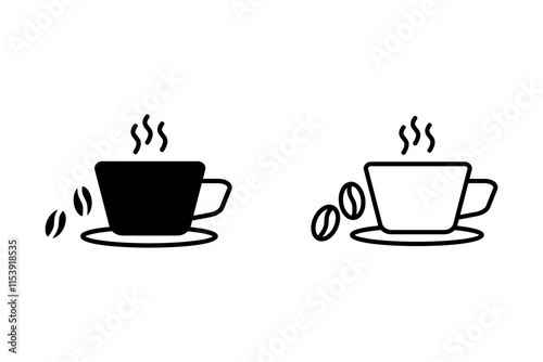 Coffee cup icon set. cuppa coffee icon vector on white background