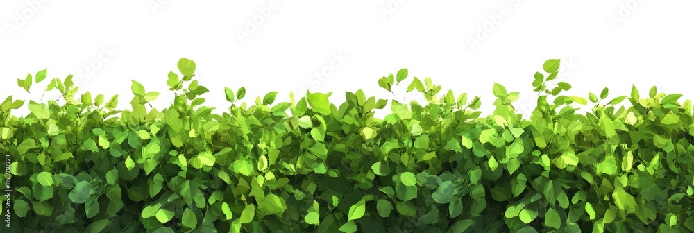 Vibrant Green Hedge Wall with Lush Foliage Isolated on White, Perfect for Landscaping and Garden Design Ideas Vibrant Green Hedge Wall with Lush Foliage Isolated on White, Perfect for Landscaping and Garden Design Ideas
