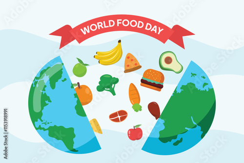 World Food Day concept. Colored flat vector illustration isolated.	