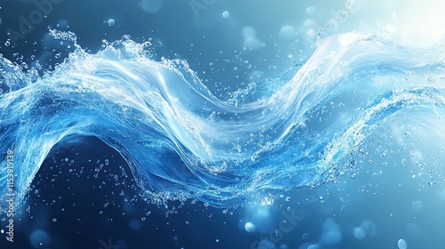 ater splashes, water in vibrant blue tones photo