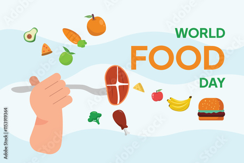 World Food Day concept. Colored flat vector illustration isolated.	