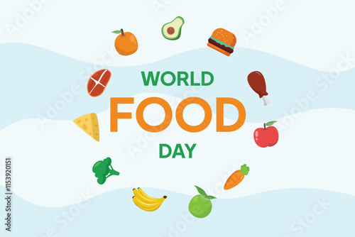 World Food Day concept. Colored flat vector illustration isolated.	