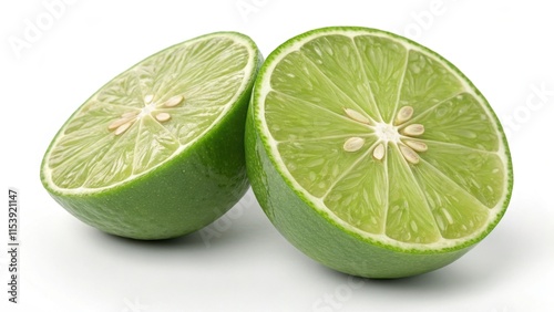 Fresh Lime Cut in Half on a White Background for Culinary Use