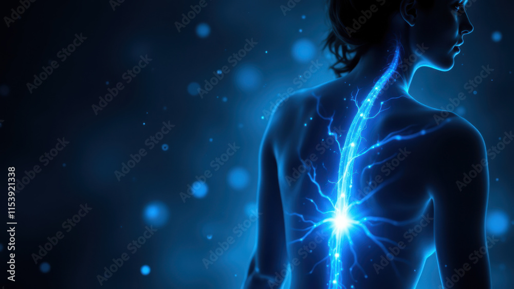 Naklejka premium Vagus Nerve Stimulation Visualization with Lightning Effects