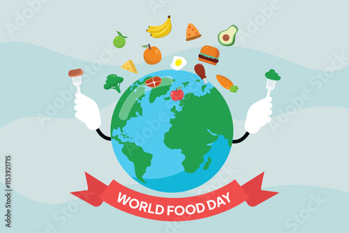 World Food Day concept. Colored flat vector illustration isolated.