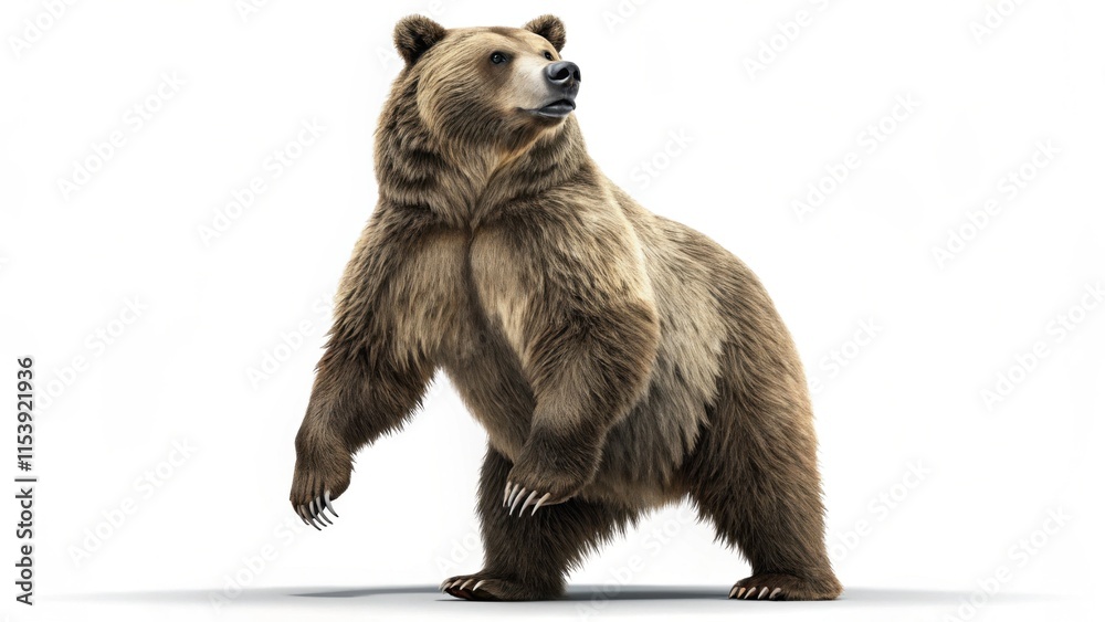 Obraz premium Grizzly Bear Standing Upright in Natural Pose on Two Hind Legs
