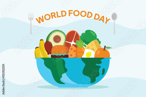 World Food Day concept. Colored flat vector illustration isolated.