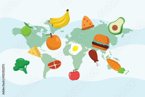World Food Day concept. Colored flat vector illustration isolated.
