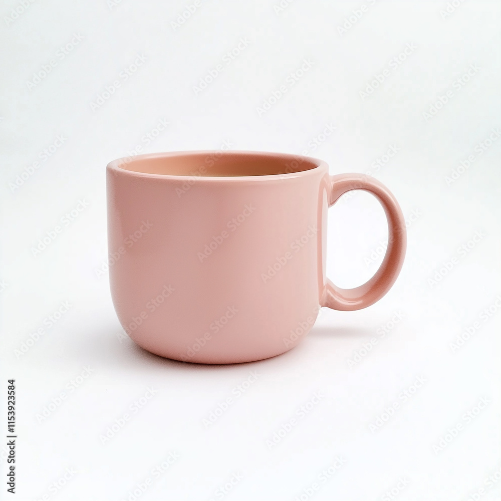 Pink ceramic mug standing on white background Pink ceramic mug standing on white background