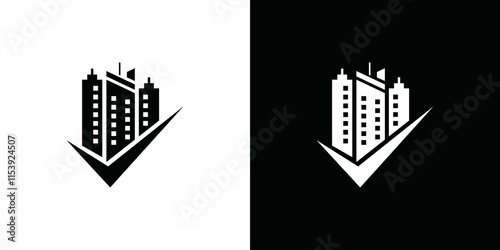 simple high rise building logo vector
