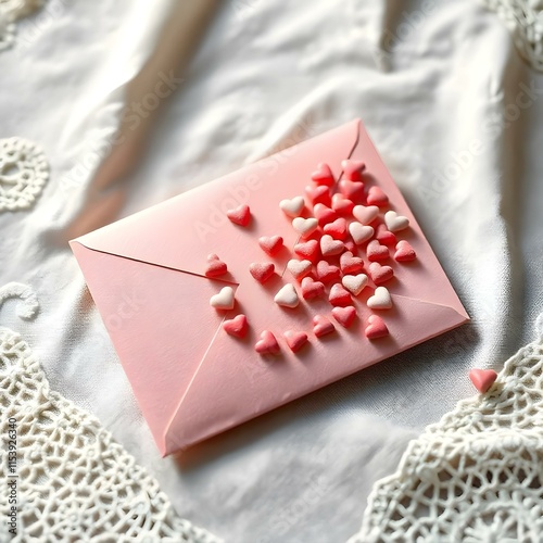 valentine's day envelope with tiny hearts