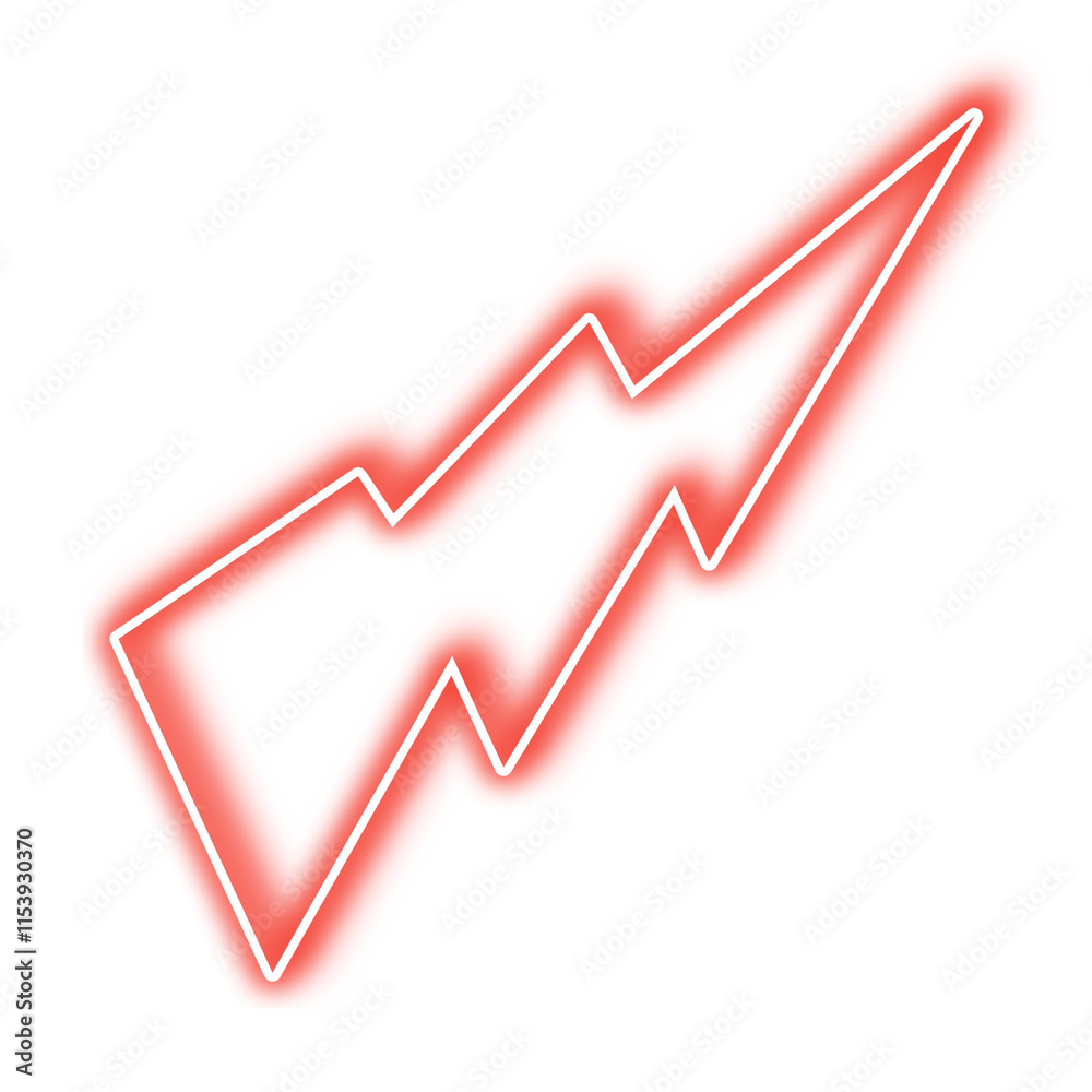 A red neon lightning bolt shape A red neon lightning bolt shape