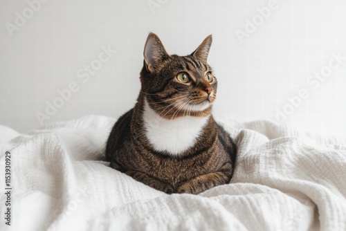 Wallpaper Mural Tabby Cat Relaxing on Soft Blanket Torontodigital.ca