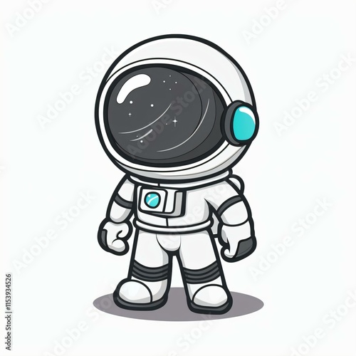 Confident astronaut stands proudly sleek white spacesuit embodying spirit space exploration striking blue visor starpatterned design photo