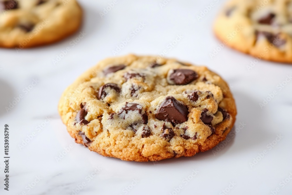 Freshly Baked Chocolate Chip Cookie on White Surface