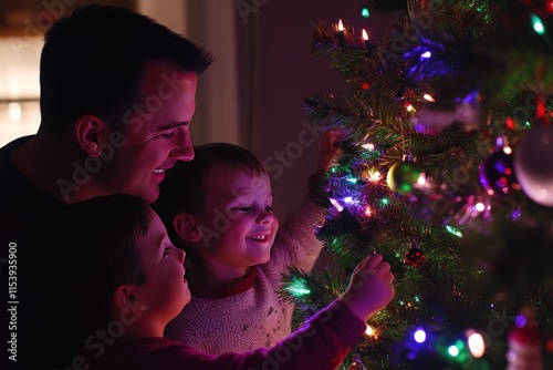 Heartwarming Family Moment by the Christmas Tree photo