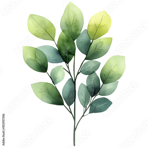 watercolor illustration of a cute little cottagecore greenery, italian ruscus, neutral.