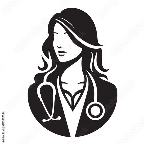 Female doctor silhouette vector. Female doctor icon silhouette illustration