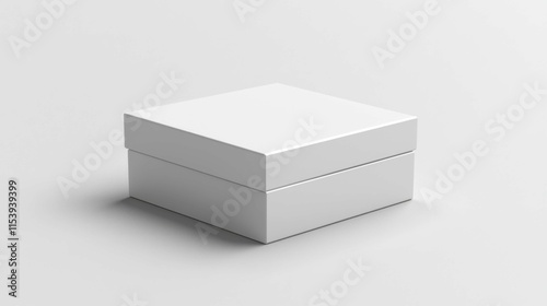 A simple white square box mockup ideal for showcasing branding designs. The design features clean lines and a minimalist style, perfect for packaging concepts.