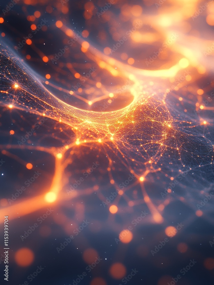 Fototapeta premium Abstract Network Connection, Glowing Nodes and Lines