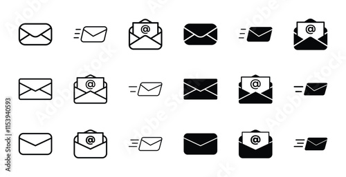 Set of email icon vector. Mail symbol illustration on white background