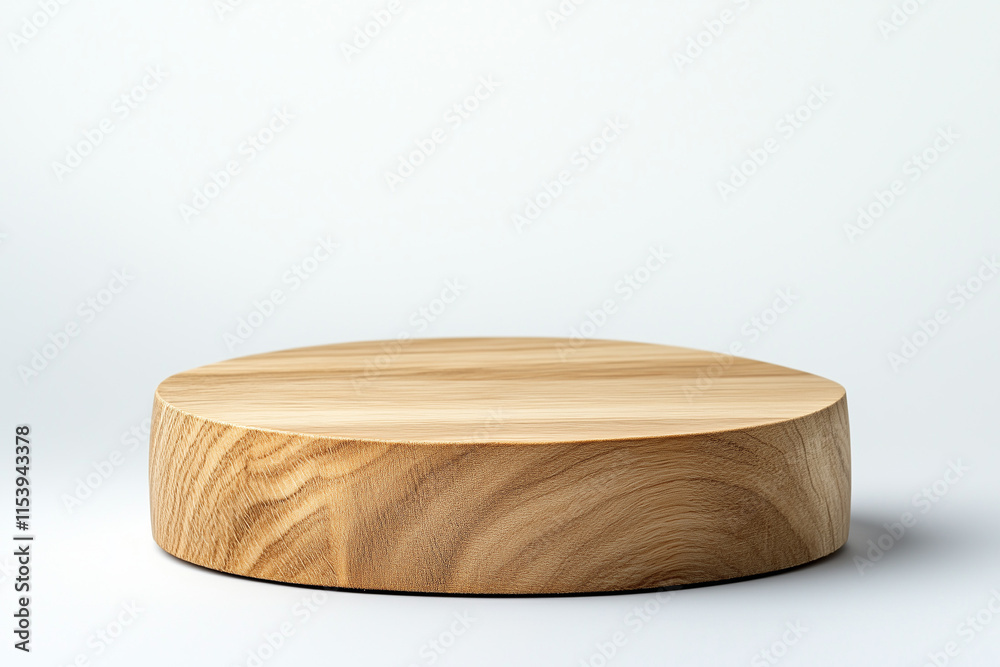 Minimal wooden slab podium product display isolated on white background, Selective focus wooden display for luxury product commercial advertisement on white. Minimal wooden slab podium product display isolated on white background, Selective focus wooden display for luxury product commercial advertisement on white.