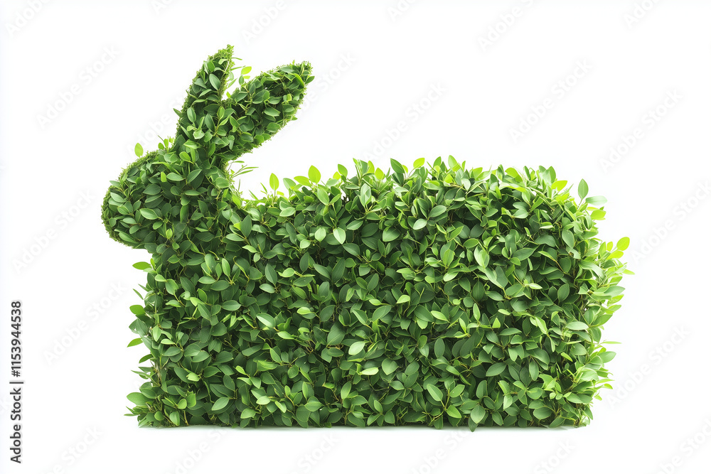 Selective focus animal shape bush isolated on white background, Rabbit shape green bush in backyard garden decorative. Selective focus animal shape bush isolated on white background, Rabbit shape green bush in backyard garden decorative.