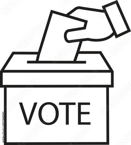 Hand voting ballot box icon, Election Vote concept, Simple line design for web site, logo, app
