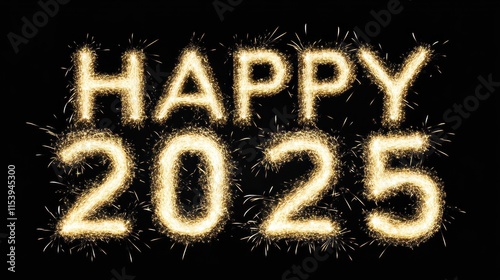 Sparkler Happy 2025 New Year Festive Greeting Design photo