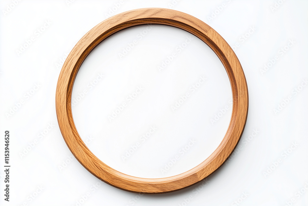 Selective focus wooden picture frame isolated on white background, Wooden circle shape item frame on white. Selective focus wooden picture frame isolated on white background, Wooden circle shape item frame on white.