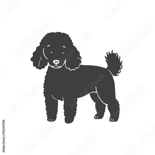 Outline illustration vector image of a poodle. Hand drawn artwork of a poodle. Simple cute original logo. vector cartoon illustration isolated on white background